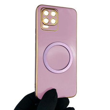 Чехол для Realme 8 Pro с кольцом MagSafe с золотой окантовкой на реалми 8 про черничный gs1 0021908 фото