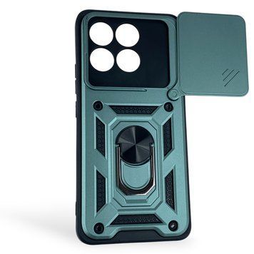 Чохол протиударний для Xiaomi Poco F6 Pro з магнітною пластиною зі шторкою на камері зелений 0050814 фото