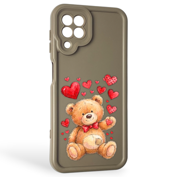 Чехол силиконовый оригинальный Soft Touch с 3D принтом милый мишка для Samsung Galaxy A22 4G (SM-A225F) коричневый (Полная защита камеры) 0043415 фото