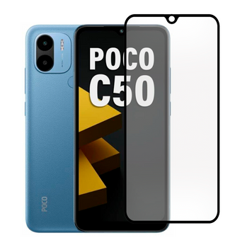 Защитное стекло для телефона Xiaomi Poco C50 противоударное полноэкранное на сяоми поко с50 черное 0038899 фото