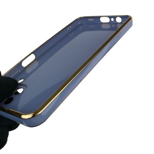 Чехол для Samsung Galaxy M12 SM-M127F с кольцом-подставкой с золотой окантовкой на самсунг м12 синий gs1 0021059 фото