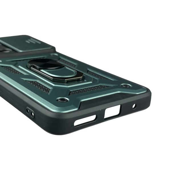 Чехол для Motorola G15 бронированный с кольцом со шторкой на моторола г15 зелёный rg1 0015634 фото