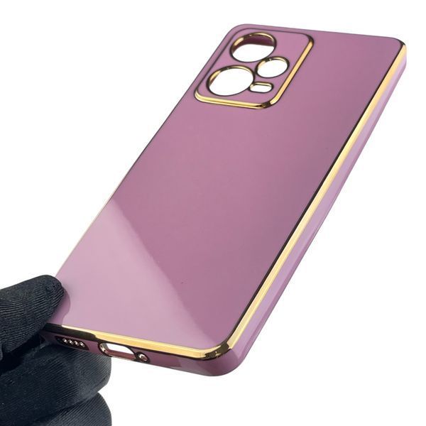 Чохол для Xiaomi Redmi Note 12 Pro 5G жіночий із золотою окантовкою із захистом камери на сяомі редмі нот 12 про 5г чорничний 0012193 фото