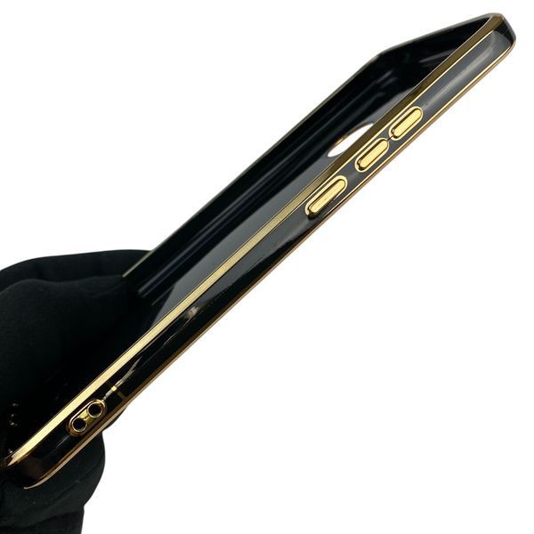 Чохол для OPPO A15 з кільцем-підставкою із золотою окантовкою на оппо а15 чорний gs1 0020425 фото