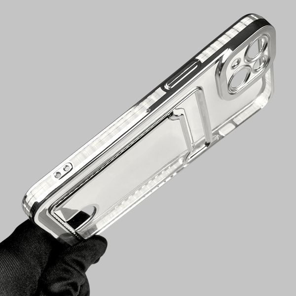 Чохол для Apple iPhone 16 зі срібною окантовкою з кишенькою для карток на айфон 16 срібний 0013030 фото