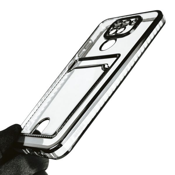 Чехол для Xiaomi Redmi Note 9 с чёрной окантовкой с карманом для карт на сяоми редми нот 9 чёрный 0013173 фото