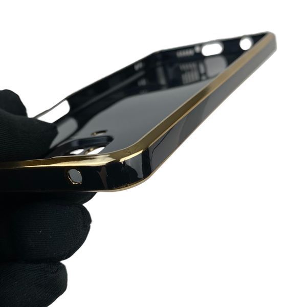 Чохол для Xiaomi Redmi Note 9 Pro глянцевий з кільцем MagSafe із золотою окантовкою на сяомі редмі нот 9 про чорний gs1 0022702 фото