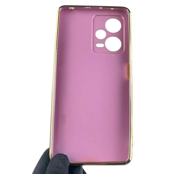 Чохол для Xiaomi Redmi Note 12 Pro 5G жіночий із золотою окантовкою із захистом камери на сяомі редмі нот 12 про 5г чорничний 0012193 фото