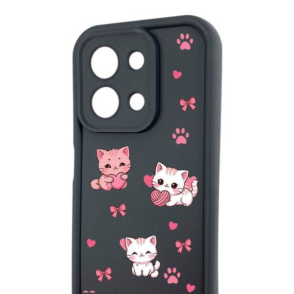 Чохол силіконовий Soft Touch з 3D принтом милі кошенята з лапками для Xiaomi Redmi 15C EU Чорний (Повний захист камери) 0059642 фото