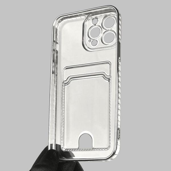 Чохол для Apple iPhone 13 Pro Max зі срібною окантовкою з кишенькою для карток на айфон 13 про макс срібний 0013007 фото