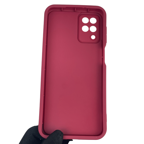Чехол силиконовый оригинальный Soft Touch с 3D принтом милый мишка для Samsung Galaxy A12 (SM-A127F) бордовый (Полная защита камеры) 0043358 фото