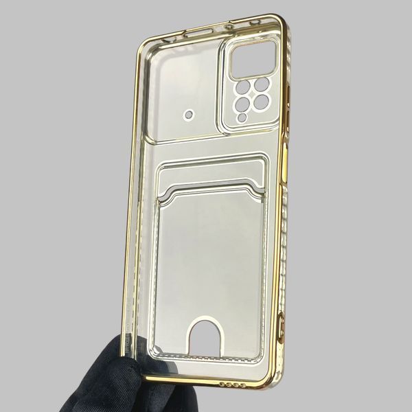Чехол для Xiaomi Redmi Note 12 Pro 4G с золотой окантовкой с карманом на сяоми редми нот 12 про золотой 0013240 фото