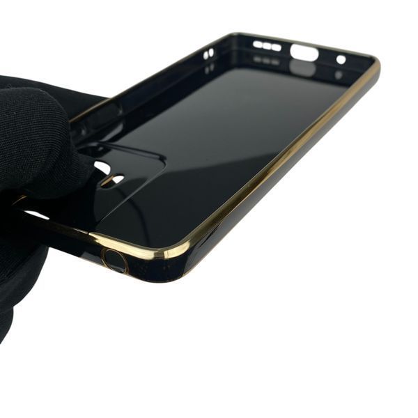 Чохол для Motorola E14 з кільцем-підставкою із золотою окантовкою на моторола е14 чорний gs1 0020957 фото