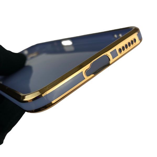 Чохол для Xiaomi Mi 11 Lite з кільцем-підставкою із золотою окантовкою на сяомі мі 11 лайт синій gs1 0020754 фото