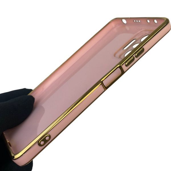 Чохол для Xiaomi Redmi Note 10 Pro 4G з кільцем-підставкою із золотою окантовкою на сяомі редмі нот 10 про пудровий gs1 0020847 фото