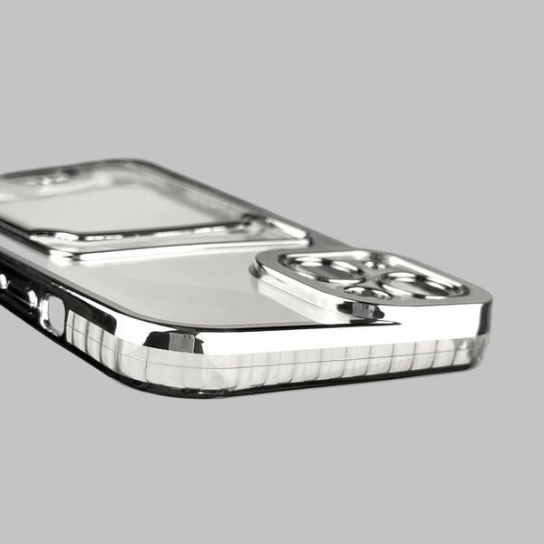 Чохол для Apple iPhone 16 зі срібною окантовкою з кишенькою для карток на айфон 16 срібний 0013030 фото