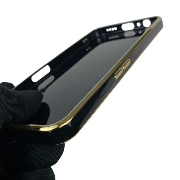 Чохол для Realme 6 Pro глянцевий із захистом камери із золотою окантовкою на реалмі 6 про чорний gs1 0019617 фото