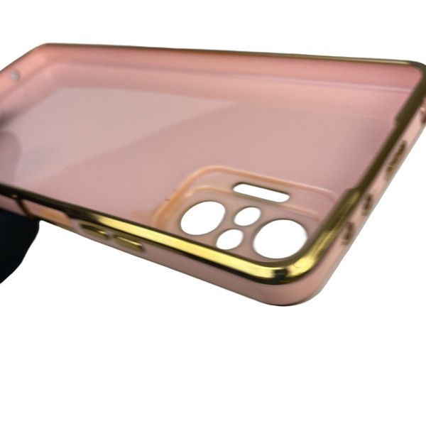 Чохол для Xiaomi Redmi Note 10 Pro 4G з кільцем-підставкою із золотою окантовкою на сяомі редмі нот 10 про пудровий gs1 0020847 фото