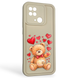 Чехол силиконовый оригинальный Soft Touch с 3D принтом милый мишка для Xiaomi Poco C40 молочный (Полная защита камеры) 0043635 фото 1