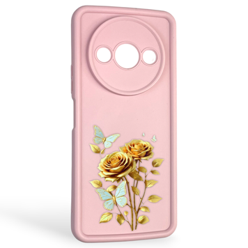 Чехол силиконовый Soft Touch с 3D принтом женским для Xiaomi Redmi A3 пудровый (Полная защита камеры) 0043006 фото
