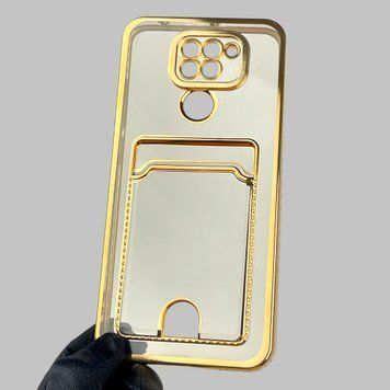 Чехол для Xiaomi Redmi Note 9 с золотой окантовкой с карманом для карт на сяоми редми нот 9 золотой 0013174 фото