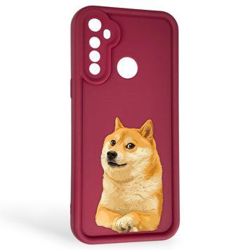 Чохол силіконовий Soft Touch з 3D принтом мему сібу для Realme 5 бордовий (Повний захист камери) 0048058 фото