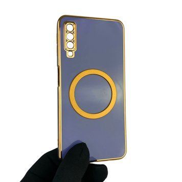 Чехол для Samsung Galaxy A7 2018 SM-A750 с кольцом MagSafe с золотой окантовкой на самсунг а7 2018 синий gs1 0022409 фото