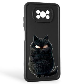 Чохол силіконовий оригінальний Soft Touch з 3D принтом злого кота для Xiaomi Poco X3 Pro чорний (Повний захист камери) 0046614 фото