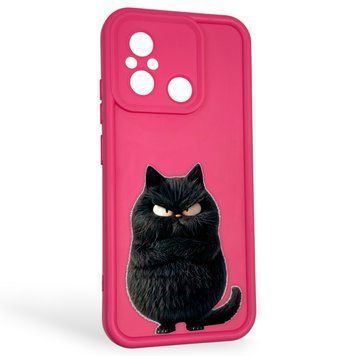 Чохол силіконовий оригінальний Soft Touch з 3D принтом злого кота для Xiaomi Redmi 11A малиновий (Повний захист камери) 0046917 фото