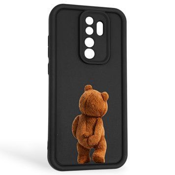 Чехол силиконовый оригинальный Soft Touch с 3D принтом смешного теда мишки для Xiaomi Redmi Note 8 Pro черный (Полная защита камеры) 0049086 фото