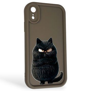 Чохол силіконовий оригінальний Soft Touch з 3D принтом злого кота для Apple iPhone Xr коричневий (Повний захист камери) 0046212 фото