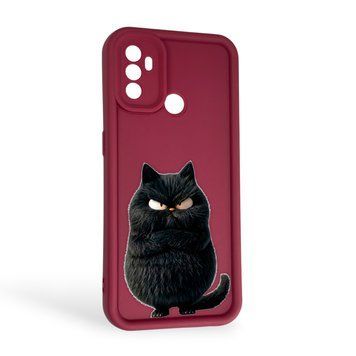 Чехол силиконовый Soft Touch с 3D принтом злой котик для OPPO A53 (4G) бордовый (Полная защита камеры) 0047187 фото