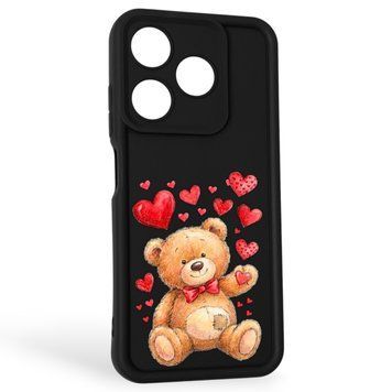 Чохол силіконовий Soft Touch з 3D принтом милий ведмедик для TECNO Spark 10C (KI5m) чорний (Повний захист камери) 0045075 фото