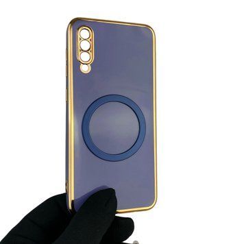 Чехол для Samsung Galaxy A50 SM-A505F с кольцом MagSafe с золотой окантовкой на самсунг а50 синий gs1 0021970 фото