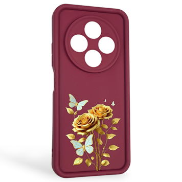 Чехол силиконовый Soft Touch с 3D принтом женским для Xiaomi Redmi A4 5G бордовый (Полная защита камеры) 0042950 фото