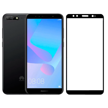 Захисне скло для телефона Huawei Y6 2018 протиударне повноекранне на хуавей у6 2018 чорне 0038180 фото