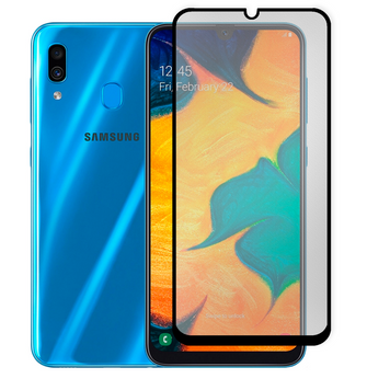 Защитное стекло МАТОВОЕ для телефона Samsung Galaxy A30 (SM-A305F) противоударное на самсунг а30 черное 0039212 фото