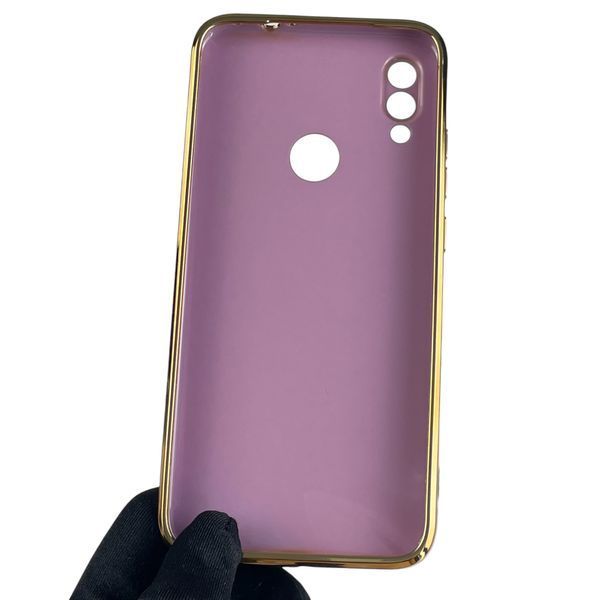 Чехол для Xiaomi Redmi Note 7 глянцевый с золотой окантовкой с защитой камеры на сяоми редми нот 7 сиреневый 0008342 фото