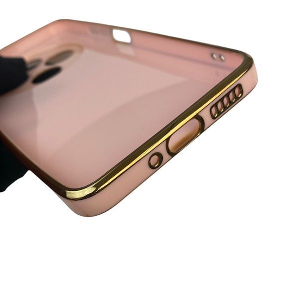 Чехол для Xiaomi Redmi 14C с кольцом MagSafe с золотой окантовкой на редми 14с пудровый gs1 0022559 фото