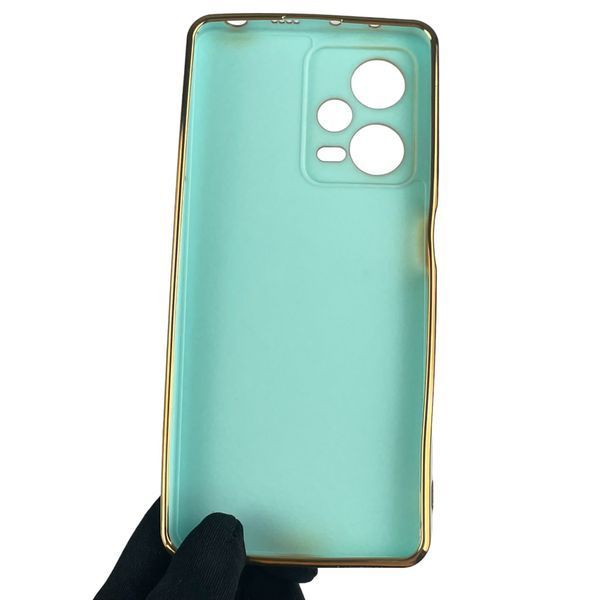 Чохол для Xiaomi Redmi Note 12 Pro 5G глянсовий із золотою окантовкою із захистом камери на сяомі редмі нот 12 про 5г бірюзовий 0000046 фото