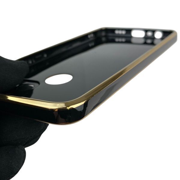 Чехол для OPPO A15 с защитой камеры с золотой окантовкой на оппо а15 черный gs1 0019548 фото