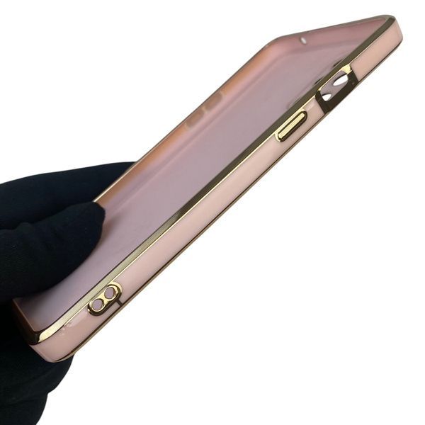 Чохол для OnePlus 9R глянцевий з кільцем MagSafe із золотою окантовкою на ванплас 9р пудровий gs1 0022713 фото