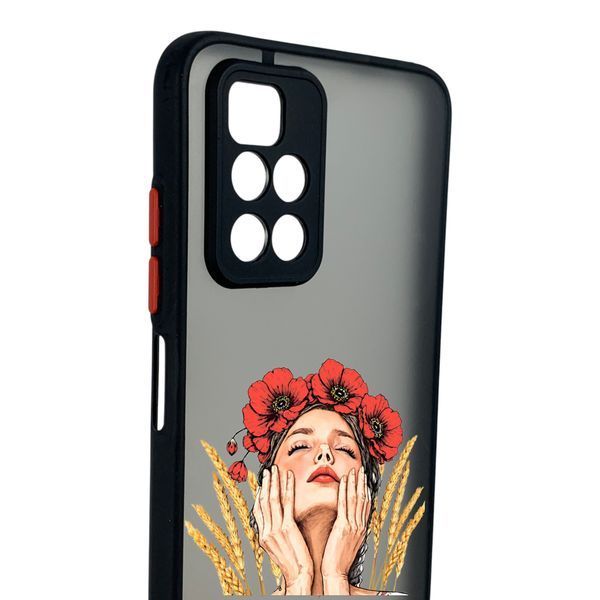 Чехол для телефона Xiaomi Redmi 10 5G с 3D принтом девушка маки колоски с высокими бортами черный 0059264 фото