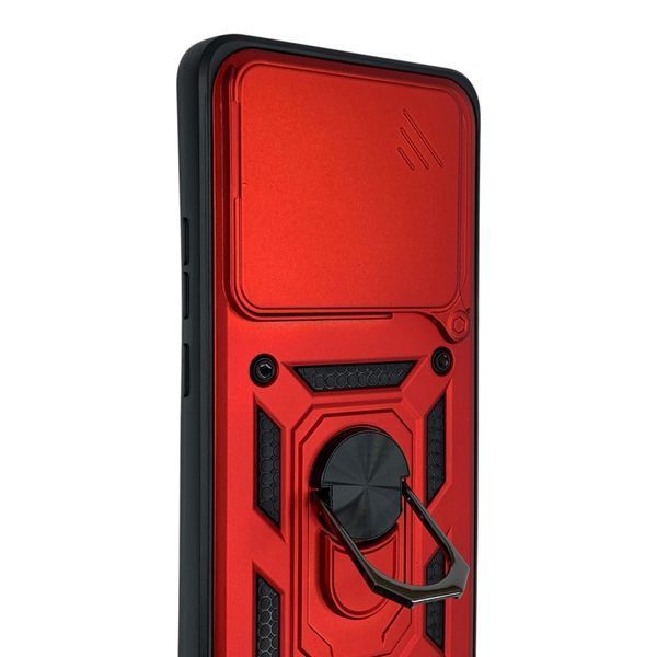 Чохол протиударний для Xiaomi Poco F6 Pro з магнітною пластиною зі шторкою на камері червоний 0050815 фото