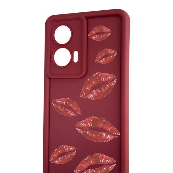 Чохол силіконовий Soft Touch з 3D принтом Губи для Tecno Spark Go 2025 (KL4) бордовий (Повний захист камери) 0071286 фото