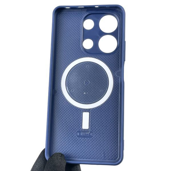 Чохол для Xiaomi Redmi Note 13 4G з 3д ефектом з магнітом магсейф блискучий на сяомі редмі нот 13 4г темно-синій 0012030 фото
