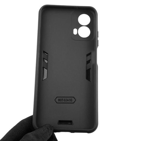 Чехол для телефона Motorola G34 бронированный с магнитным кольцом-держателем на моторола г34 чёрный 0025647 фото