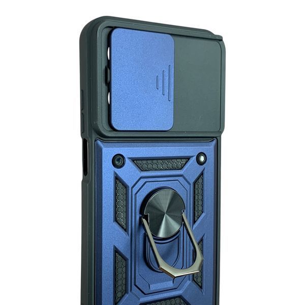 Чохол із шторкою камери для Motorola G67 / G77 синій (протиударний, кільце в авто) 0059852 фото