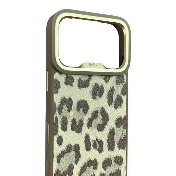 Чехол Kajsa Glamorous Leopard для iPhone 18 Pro бежевый Desert (MagSafe, металлическое кольцо камеры, премиум) 0062108 фото
