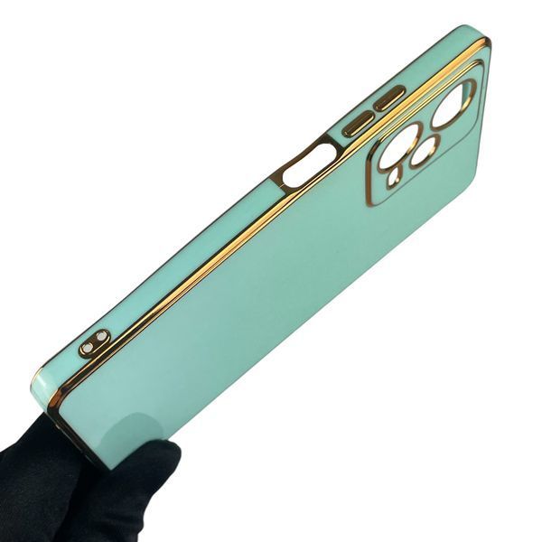 Чохол для Xiaomi Redmi Note 12 Pro 5G глянсовий із золотою окантовкою із захистом камери на сяомі редмі нот 12 про 5г бірюзовий 0000046 фото
